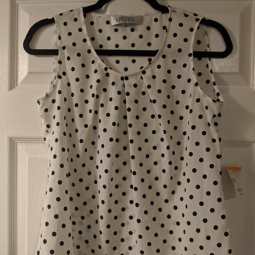 black & white polka dot business formal blouse